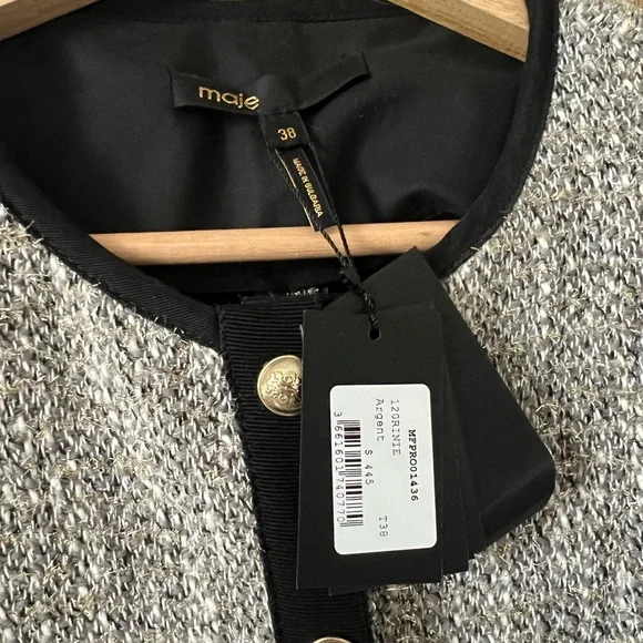 Maje - Silver Tweed Mini Dress - Size 38 (US 6) - Picture 3 of 10